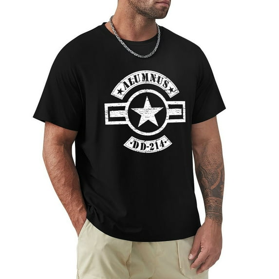 DD214 Alumni Spirited Men's Cotton Short Sleeve HD Print Tee for Casual T-Shirt Crew Neck Top Black 2XL