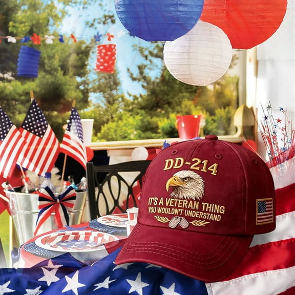 DD214 Veteran Hat Military Service Baseball Cap, Adjustable Patriotic Veteran Gift with Comfortable Fit and Durable Embroidery, Retirement Memorial Day Army Navy Air Force Cap