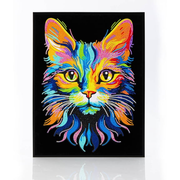 Diamond Dotz Neon Flock Cat Diamond Painting Kits for Adults - Colorful Diamond Art Kits a Relaxing Creative Craft Kit with Dotz Gems 18x14