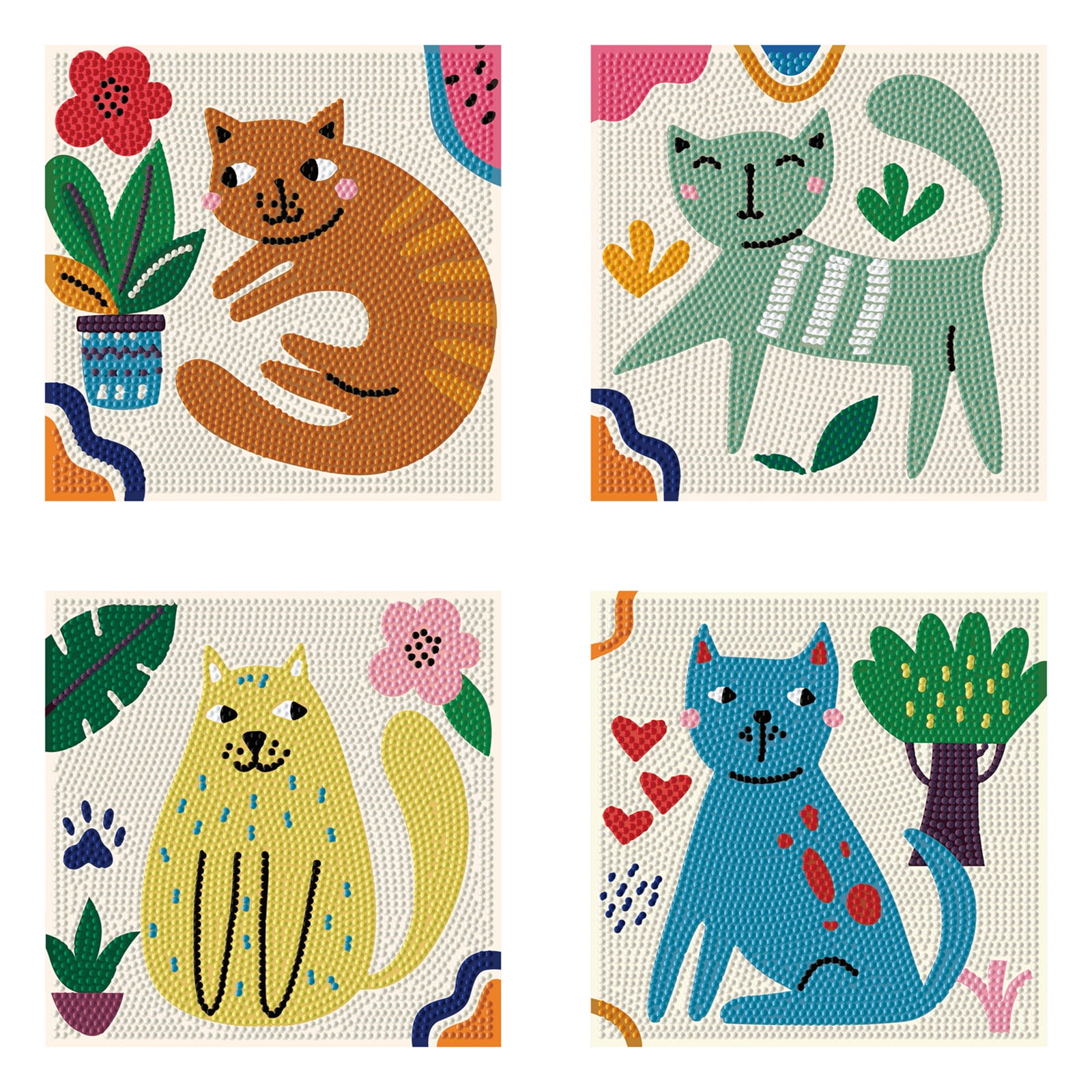 Diamond Dotz Mini I Love Cats Diamond Painting Kits for Adults - Abstract Diamond Art Kits a Relaxing Creative Craft Kit with Dotz Gems 5x5
