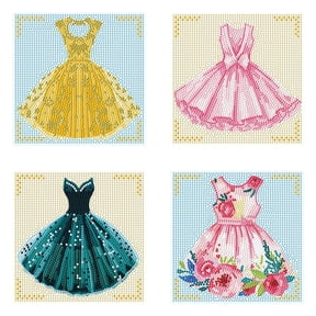 Diamond Dotz Mini Party Dresses Diamond Painting Kits for Adults - Fashion Diamond Art Kits a Relaxing Creative Craft Kit with Dotz Gems 5x5