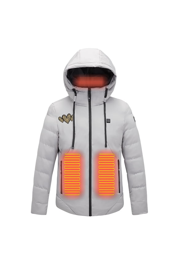 2023 Clearance Heated Jacket for Men Women,Smart Electric USB Heated Coat Windproof Winter Warm Hood Jackets No Battery Inclued