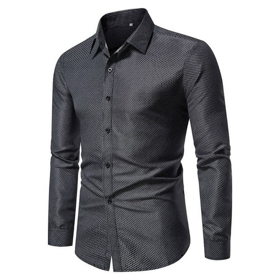 DDAPJ pyju 2023 Clearance Men's Long Sleeve Dress Shirts,Slim Fit Oxford Shirt Solid Casual Button Down Shirts Wrinkle Free Lapel Business Shirt