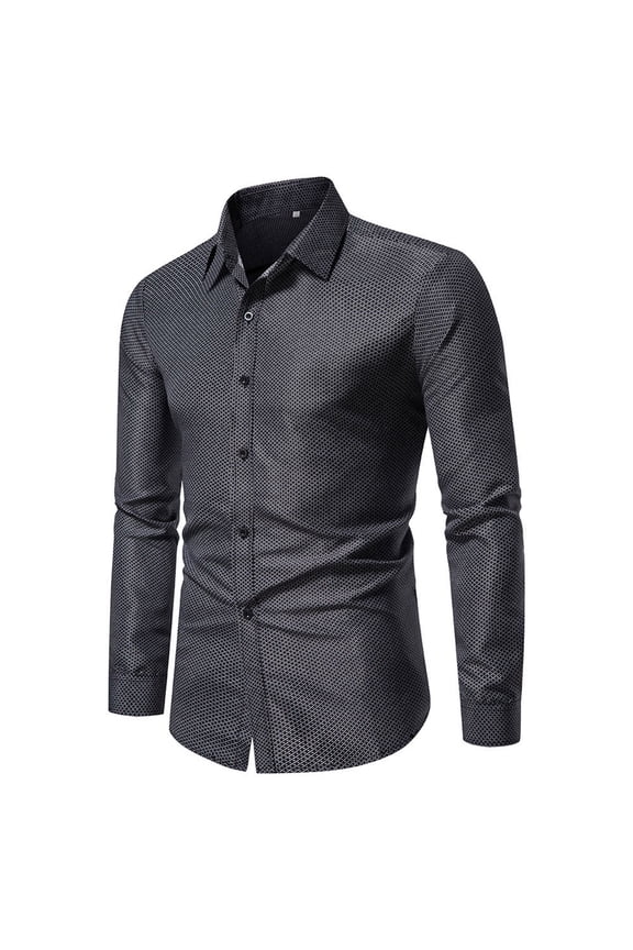 2023 Clearance Men's Long Sleeve Dress Shirts,Slim Fit Oxford Shirt Solid Casual Button Down Shirts Wrinkle Free Lapel Business Shirt