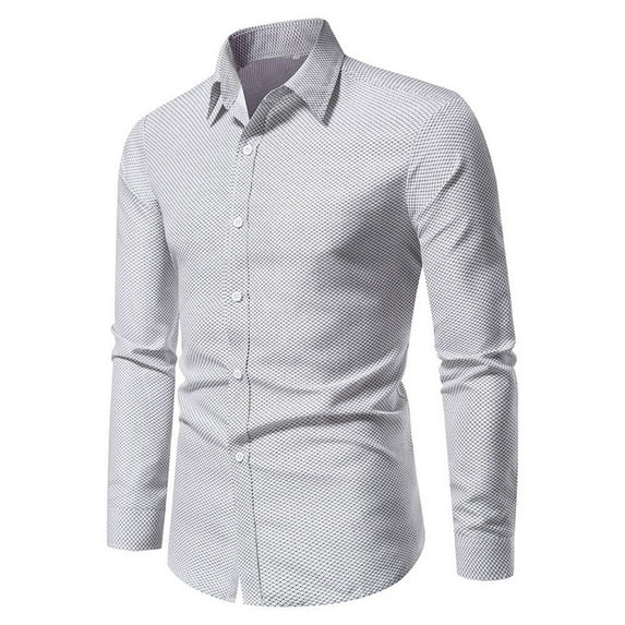 DDAPJ pyju 2023 Clearance Men's Long Sleeve Dress Shirts,Slim Fit Oxford Shirt Solid Casual Button Down Shirts Wrinkle Free Lapel Business Shirt