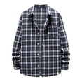thumbnail image 1 of DDAPJ pyju 2023 Clearance Men's Plaid Flannel Shirts,Open Front Long Sleeve Button Down Shirt Jacket Regular Fit Lapel Collar Business Shirts with Chest Pocket, 1 of 6