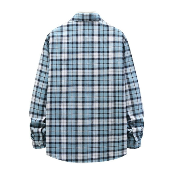 DDAPJ pyju 2023 Clearance Men's Plaid Flannel Shirts,Open Front Long Sleeve Button Down Shirt Jacket Regular Fit Lapel Collar Business Shirts with Chest Pocket