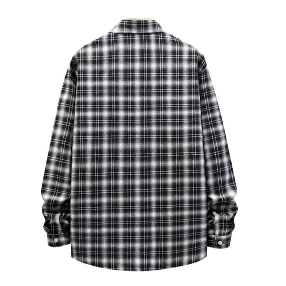 DDAPJ pyju 2023 Clearance Men's Plaid Flannel Shirts,Open Front Long Sleeve Button Down Shirt Jacket Regular Fit Lapel Collar Business Shirts with Chest Pocket