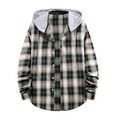 thumbnail image 1 of DDAPJ pyju 2023 Clearance Mens Hoodie Plaid Shirt, Long Sleeve Drawstring Flannel Shirt Jackets Casual Button Down Checked Shirts Vintage Shacket Jacket Fall Fashion Outerwear, 1 of 4