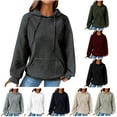 thumbnail image 1 of DDAPJ pyju 2025 Waffle Knit Hoodie for Women,Solid Color Drawstring Hooded Sweatshirt Casual Long Sleeve Pullover Sweatshirts with Kangaroo Pocket, 1 of 6