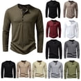 thumbnail image 1 of DDAPJ pyju 2026 Men's Long Sleeve Waffle Shirt, Lightweight Henley T-shirt Active Jerseys Tee Solid Color Casual Pullover Tops, 1 of 5