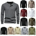 thumbnail image 1 of DDAPJ pyju 2025 Clearance Men's Long Sleeve Waffle Shirt,Lightweight Henley T-shirt Active Jerseys Tee Solid Color Casual Pullover Tops, 1 of 6