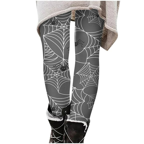 DDAPJ pyju 2024 Clearance Women Halloween Print Leggings,High Waist Ankle Elastic Tights Pumpkin Ghost Skull Graphic Workout Leggings Yoga Tights