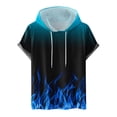 thumbnail image 1 of DDAPJ pyju Fashion Hoodie for Men Flame 3D Printed Short Sleeve Hooded T-shirt Casual Athletic Drawstring Sweatshirts Blue S, 1 of 4