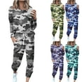 thumbnail image 1 of DDAPJ pyju Fashion Outfits for Women 2 Piece Camo Casual Sweatsuit Camouflage Print Crewneck Long Sleeve Top and Drawstring Waist Pants Jogger Tracksuit with Pockets Green XL, 1 of 6