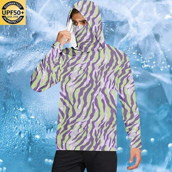 DDAPJ pyju 2025 Summer Sun Hoodie Jumper Tees Long Sleeve UPF 50+ Sun Protection Hooded T-shirt Lightweight Quick-Dry Fishing Hiking Shirts with Mask Purple XXL