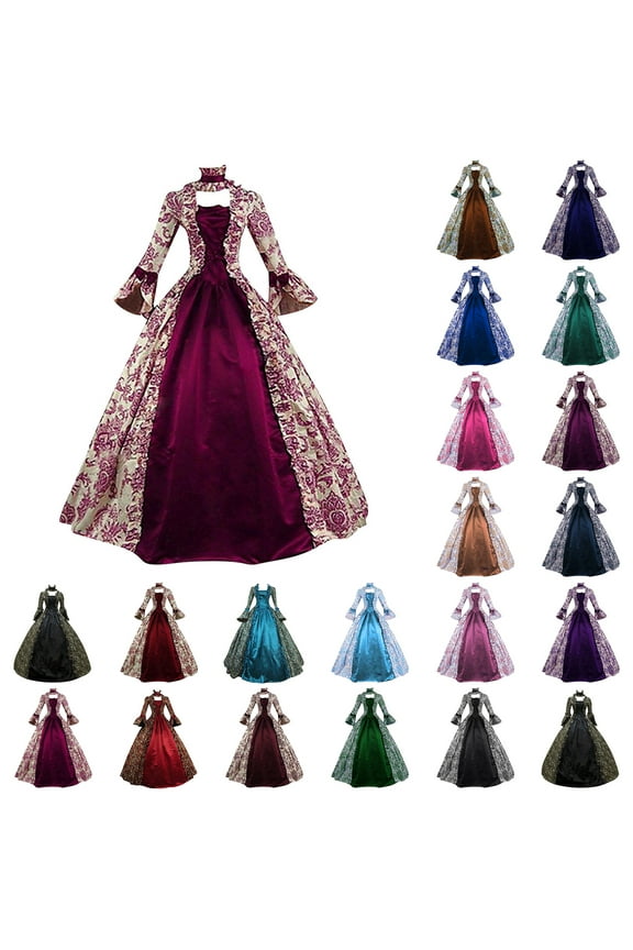 Victorian Renaissance Dress for Women Plus Size Party Medieval Dresses Vintage Lace Corset Dress Ball Gown Red XL