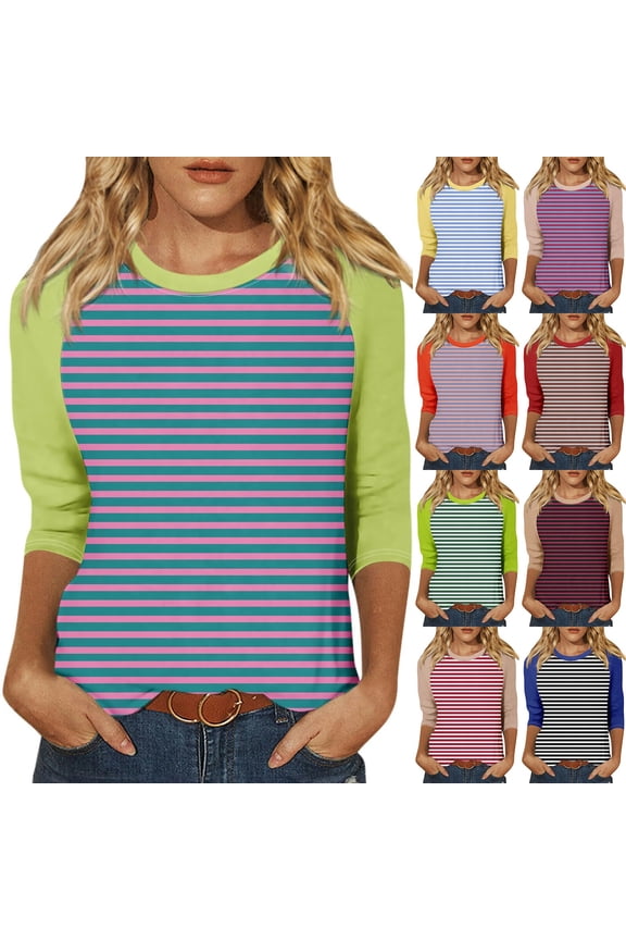 3/4 Raglan Sleeve Shirts for Women Baseball Top Color Block Casual Workout Tees Comfy Soft T Shirts Yellow XL