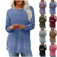 thumbnail image 1 of DDAPJ pyju 3/4 Sleeve Shirts for Women Ribbed Knit Tunic Tops Loose Fit Crew Neck Pullover Sweaters Purple XXL, 1 of 7