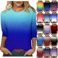 thumbnail image 1 of DDAPJ pyju 3/4 Sleeve Tunic Blouses for Women,Gradient Casual T-shirt Crew Neck Workout Shirt Spring Summer Lightweight Tops, 1 of 6
