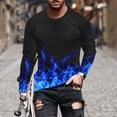 thumbnail image 1 of DDAPJ pyju 3D Graphic T-shirt for Men Flame Print Casual Long Sleeve Crewneck Pullover Tees Plus Size Lightweight Casual Workout Tee Tops Big and Tall Cool Streetwear Blue XL, 1 of 5