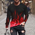 thumbnail image 1 of DDAPJ pyju 3D Graphic T-shirt for Men Flame Print Casual Long Sleeve Crewneck Pullover Tees Plus Size Lightweight Casual Workout Tee Tops Big and Tall Cool Streetwear Red 4XL, 1 of 5