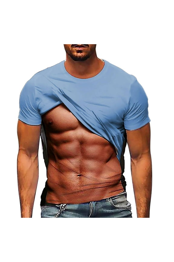 3D Muscle Printed T Shirt for Men ,Funny Exercise Graphics Crewneck Short Sleeve Tees Casual Novelty Mens Tops