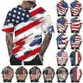 thumbnail image 1 of DDAPJ pyju 4th of July T-shirts for Men Faded American Flag Graphic Tees Independence Day Short Sleeve Crewneck Tee Tops Big and Tall Casual Stylish Top Gray M, 1 of 6