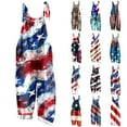 thumbnail image 1 of DDAPJ pyju 4th of July Womens Jumpsuits USA Flag Print Casual Sleeveless Spaghetti Straps Baggy Overalls Wide Leg Romper with Two Pockets monos de mujer casuales Navy M, 1 of 6