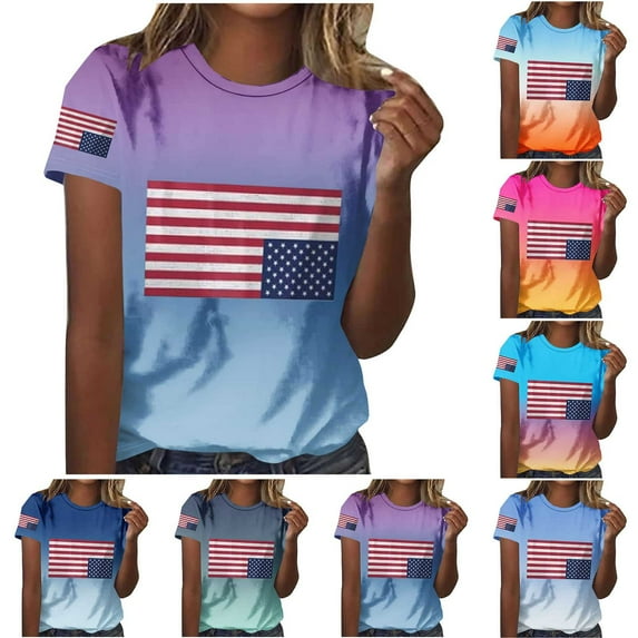 DDAPJ pyju American Flag Heart Shirts for Women 4th of July Graphic T-Shirt Independence Day Patriot Tee Summer Casual Festival Tops Holiday Sales Orange M