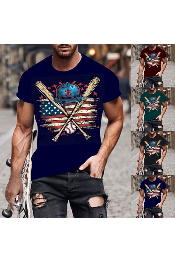 Baseball Dad Shirts for Men Short Sleeve Distressed American Flag Graphic Tees Patriotic Casual Hipster Streetwear Tops Gym Workout Muscle Tee Black XL