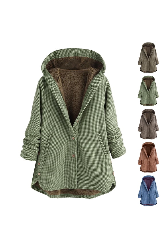 Bed Jackets for Women Plus Size Fuzzy Fleece Hoodie Coat Plaid Button Down Blanket Jacket with Pockets Gray L