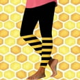 thumbnail image 1 of DDAPJ pyju Bee Day Leggings for Women Casual Striped Tights Tummy Control High Waisted Yoga Pants Buttery Soft Casual Milk Silk Legging Yellow#1 XL, 1 of 5
