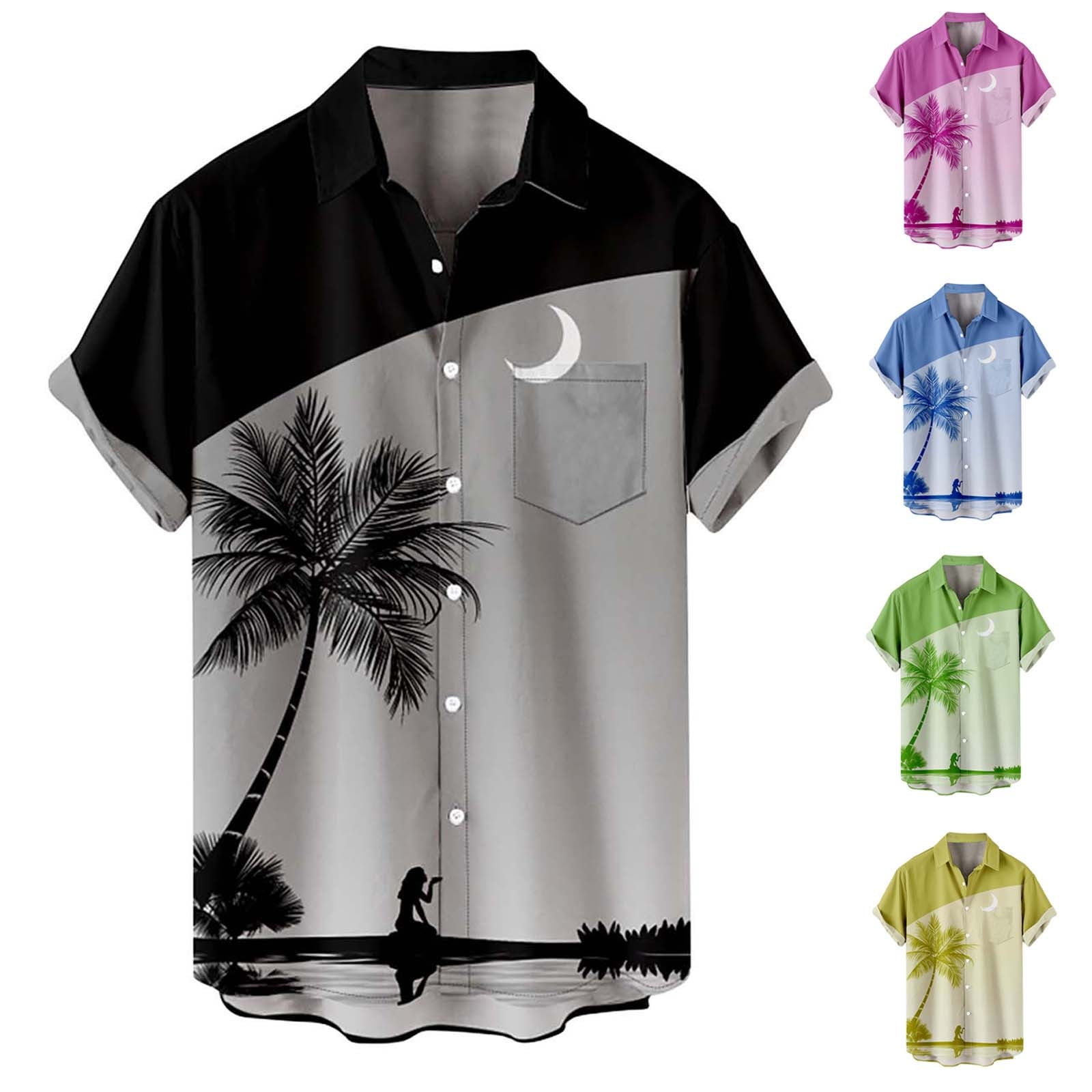 DDAPJ pyju Big and Tall Button Down Shirts for Men Short Sleeve