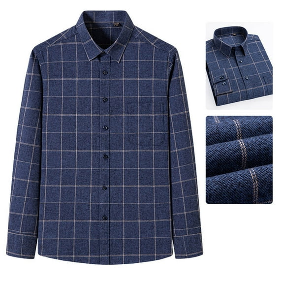 DDAPJ pyju Big and Tall Button Down Shirts for Men Flannel Plaid Shirt Regular Fit Business Casual Shirts Lightweight Gingham Shirts with Chest Pocket Clearance Sale Navy L