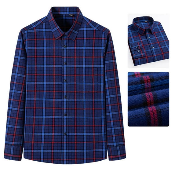 DDAPJ pyju Big and Tall Button Down Shirts for Men Flannel Plaid Shirt Regular Fit Business Casual Shirts Lightweight Gingham Shirts with Chest Pocket Wine XXL