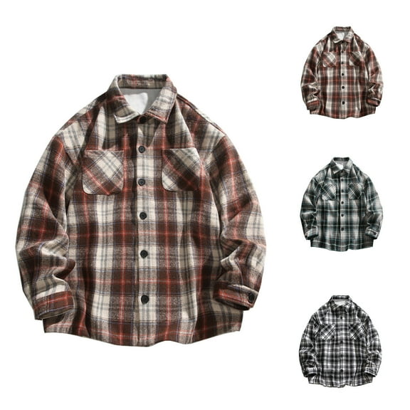 DDAPJ pyju Big and Tall Button Down Shirts for Men Vintage Casual Plaid Shirt Western Work Shirts Lightweight Gingham Shirt with Pockets Clearance Sales Today Black XL