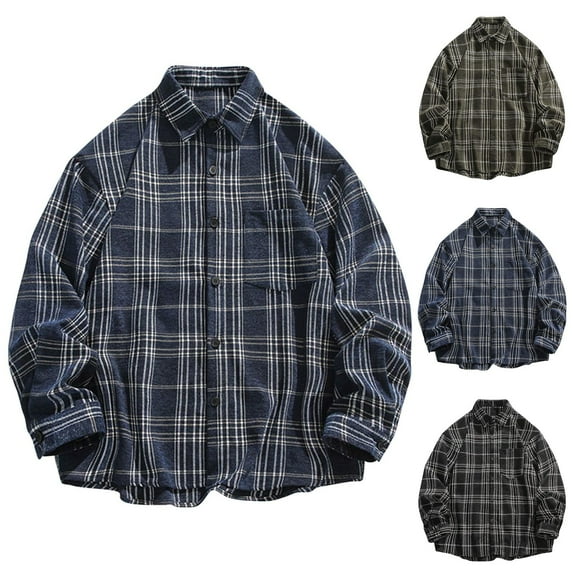 DDAPJ pyju Big and Tall Button Down Shirts for Men Vintage Casual Plaids Shirt Lightweight Gingham Shirts Office Work Shirt with Chest Pocket Black XXXXL