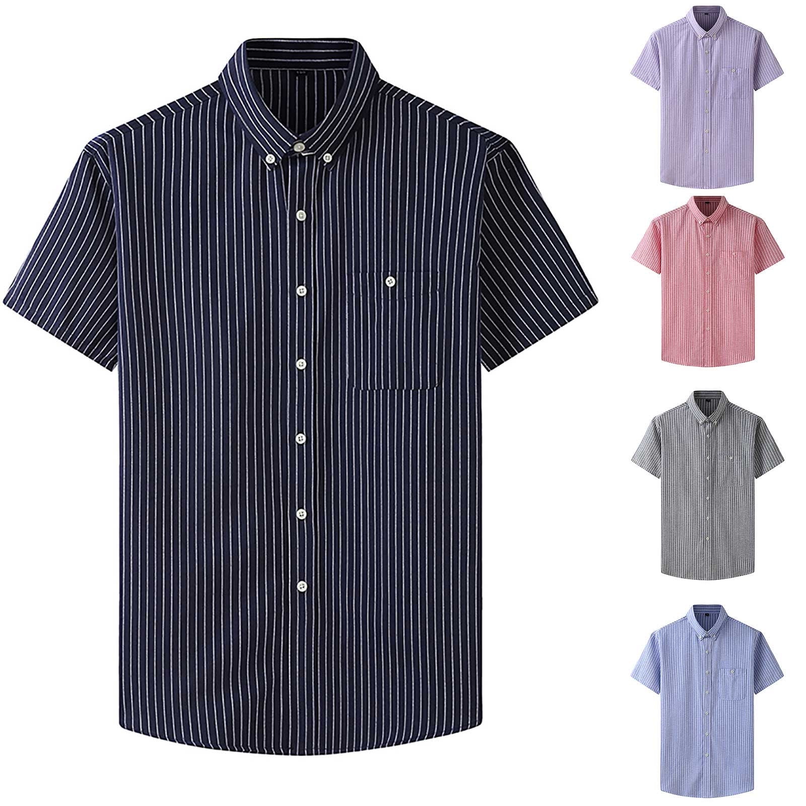 DDAPJ pyju Big and Tall Casual Button Down Shirts for Men Cotton Short ...