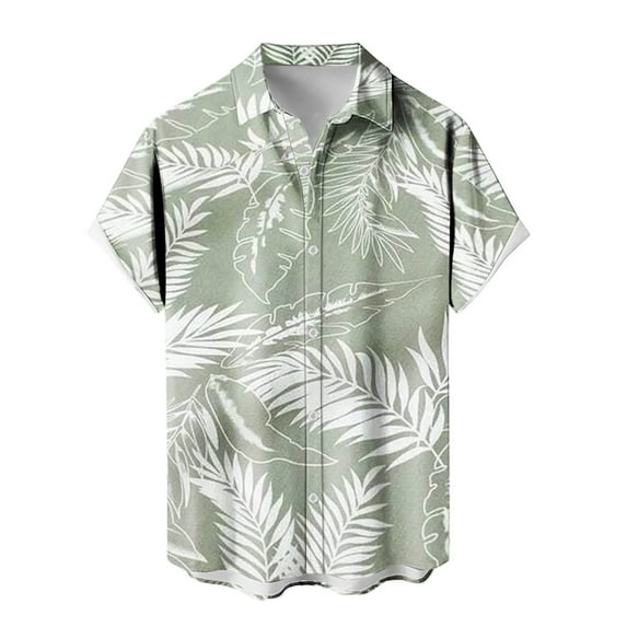 DDAPJ pyju Big and Tall Casual Shirts for Men Short Sleeve Hawaiian Beach Button Down Shirt Tropical Print Summer Vacation Tops Flash Deals Today Green XXXL