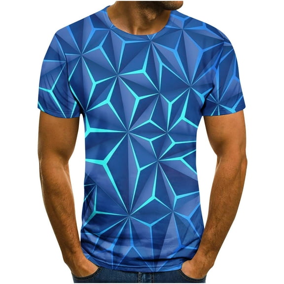 DDAPJ pyju Big and Tall Graphic Tees for Men Novelty 3D Printed Short Sleeve T-shirts Slim Fit Casual Hipster Streetwear Tops Blue XL