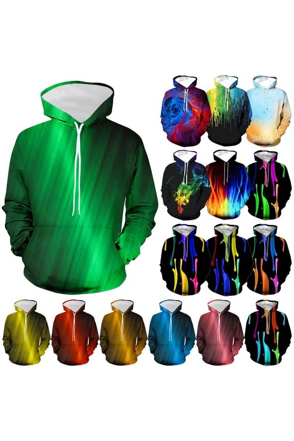 Big and Tall Hoodies for Men Novelty Graphic Hoodie Sweatshirts Stylish Casual Long Sleeve Drawstring Hoody Tops with Kangaroo Pocket Green M