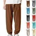 thumbnail image 1 of DDAPJ pyju Big and Tall Sweatpants for Men Elastic Waist Drawstring Casual Jogger Pants Solid Loose Straight Trousers with Pockets Prime Sales Today Orange XXXXXXXXL, 1 of 8