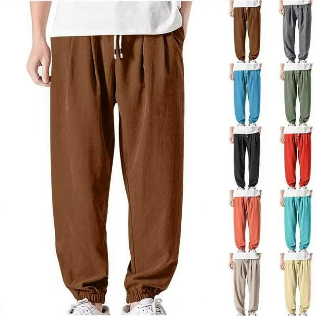 DDAPJ pyju Big and Tall Sweatpants for Men Elastic Waist Drawstring Casual Jogger Pants Solid Loose Straight Trousers with Pockets Prime Sales Today Orange XXXXXXXXL