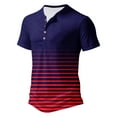 thumbnail image 1 of DDAPJ pyju Big and Tall T-shirts for Men Gradient Color Striped Button Front Short Sleeve Henley Shirt Lightweight Collarless Golf Shirts Summer Casual Workout Tee Clearance Sale Red XXL, 1 of 4