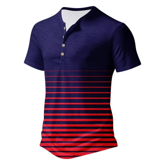 DDAPJ pyju Big and Tall T-shirts for Men Gradient Color Striped Button Front Short Sleeve Henley Shirt Lightweight Collarless Golf Shirts Summer Casual Workout Tee Clearance Sale Red XXL