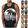 thumbnail image 1 of DDAPJ pyju Big and Tall Tank Tops for Men Summer Hawaiian Beach Vacation Tank Top Tropical Print Sleeveless Crewneck T-shirt Casual Workout Muscle Shirts Orange L, 1 of 5