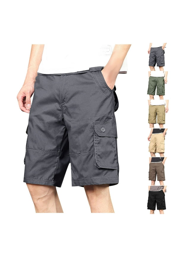 Big and Tall Cargo Shorts for Men Cotton Ripstop Hiking Shorts Lightweight Multi-Pocket Work Short Pants Black XXXXL