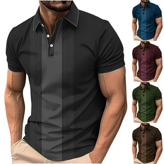 DDAPJ pyju Big and Tall Golf Shirt for Men Business Casual Polos Slim Fit Short Sleeve Collared T-shirt Wine XXL