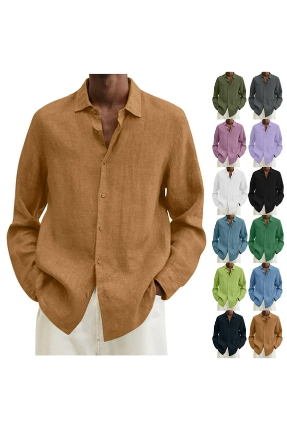 Big and Tall Long Sleeve Shirt for Men Short Sleeve Casual Button Down Shirts Basic Solid Regular Fit Business Dress Shirt on Clearance